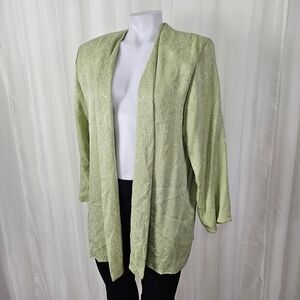 Vintage Bergdorf Goodman sage green silk paisley jacket topper large